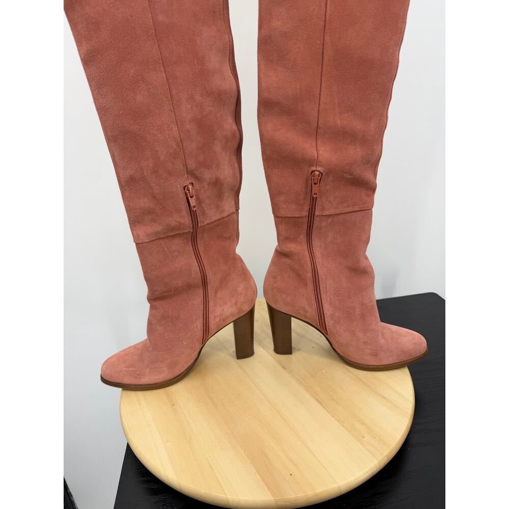 Sezane Anaelle Suede Over the Knee Boots EU 37 US 6 Dusty Pink 70s Romantic Boho - Picture 10 of 16